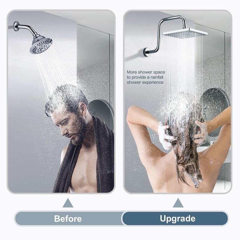 BRIGHT SHOWERS 13 Inch Shower Head Extension Arm with Flange