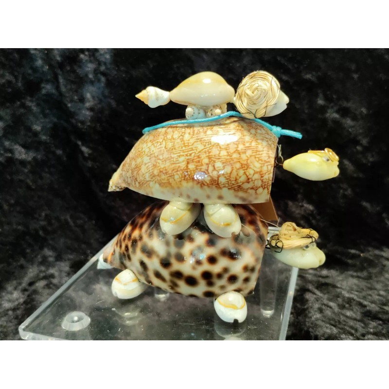 Bobble Head Cowrie Shell Riding Turtles