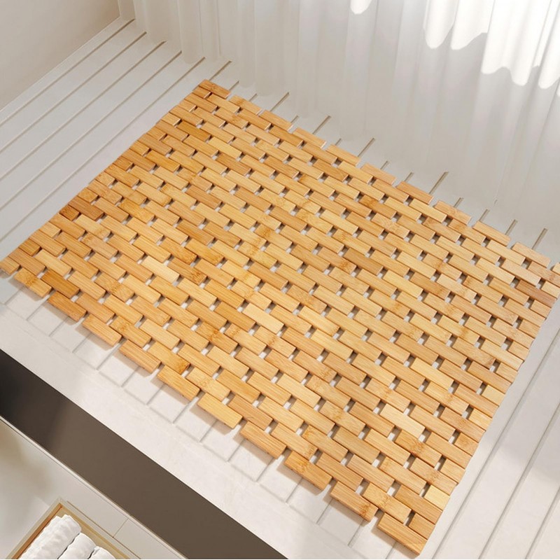 Liveinu Non-Slip Bamboo Bath Mat for Luxury Shower, Dark Khaki,