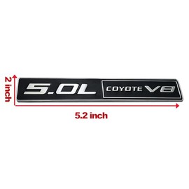 2PC 5.0L Coyote V8 Emblem Decal Car Engine Letters Decal Plating Badge 3D Metal Style Fit for F150 5.0L Engine Truck Silver Black