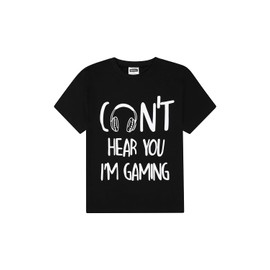 Can't Hear You I'm Gaming Black Cotton Pyjamas, black