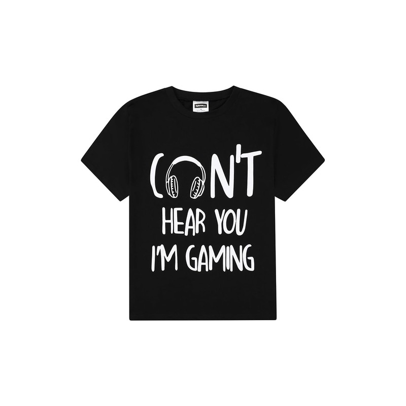 Can't Hear You I'm Gaming Black Cotton Pyjamas, black