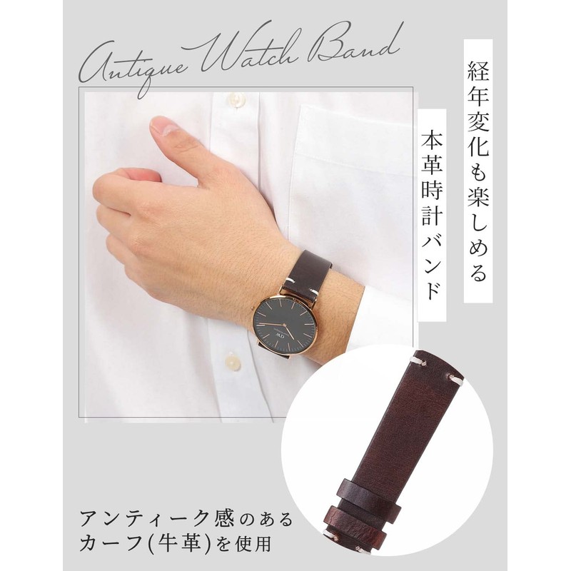 Calm Wristwatch, Oiled Leather Strap, Genuine Leather, Watch, Smartwatch, Band,