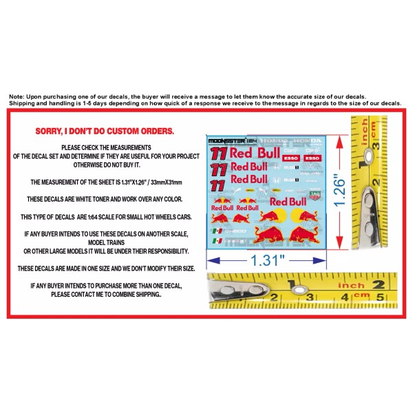 Unbranded High Energy 11 Red White Toner 1/64 Water Slide