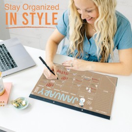 Hadley Designs Large Desk Calendar 2026-2027 - Monthly Teacher Desk Calendars 2026-2027 Desktop Calendar 2026, 18 Month 2026 Desktop Calendars, Cute Kraft Classroom Decor Teacher Must Haves