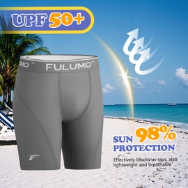 FULUMO Boys'Swim Jammers Youth Quick Dry UPF 50+ Sun Athletic Swimming Shorts for Competitions Water Sports Grey