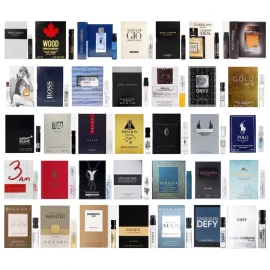 Cologne 10 Men's Cologne Sample vials Set & Organza Bag Travel Lot New in Cards