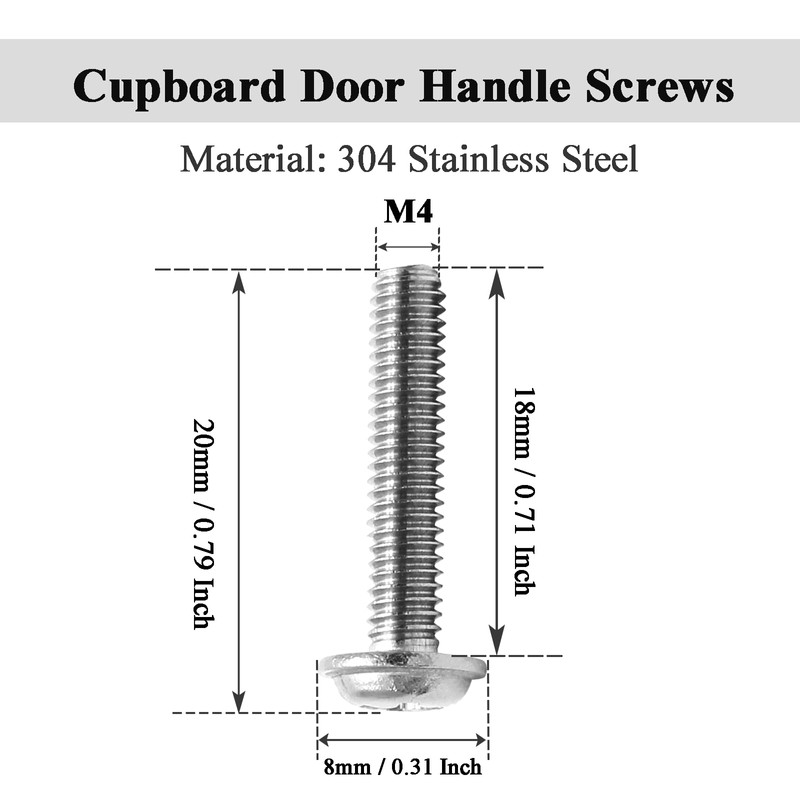 Cjueiom 20 Pack M4 Door Knob Screws, M4 x 18mm
