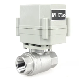 HSH-Flo 1/2" 3/4" 1" 2" 2 Way 12V/24VAC/DC 110V/230VAC Stainless Steel Electrical Motorized Ball Valve (110-230VAC, 1/2 Inch)