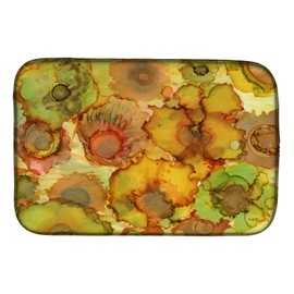 Caroline's Treasures 8986DDM Abstract Flowers in Yellows and Oranges Dish Drying Mat Absorbent Dish Drying Mat Pad for Kitchen Counter Dish Drainer Mat for Countertop, 14 x 21", Multicolor