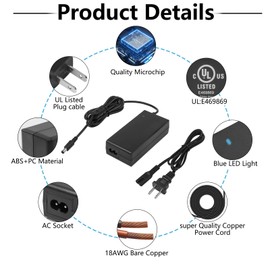 UL Listed 19V Monitor Power Supply Cord for HP Pavilion VH240a 22er 23er 27er 27ea 22es 23es 24es 25es 23tm 23cw 25bw ADPC1945, 20" 21.5" 23" 23.8" 25" 27" Display AC/DC Adapter