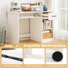Tangkula White Desk with Drawer & Keyboard Tray, Home Office