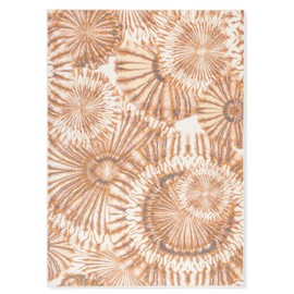 Tommy Bahama Shibori Summer Tie Dye Indoor Outdoor Area Rug, Tie Dye Modern Design, UV Fade Resistant, Rust/Purple/Ivory, 5'2"x7'2"