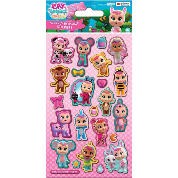 Cry Babies Sparkly Reusable Stickers | Official Licensed Product |