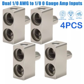 Unbranded 4PC Car Audio Power/Ground Dual 1/0 Gauge To 1/0 Gauge Offset Amp Input Reducers