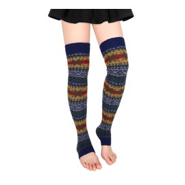 Benefeet Sox Leg Warmers for Women Girl Wool Knit Bohemian Legwarmer Vintage Patterned Thigh High Leg Warmers Long Thick Winter Warm Footless Boot Socks Knee High Cable Knit Boot Cuffs Christmas Gifts