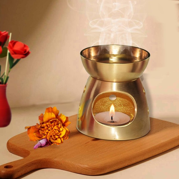 Pure Source India Brass Burner|Essential Oil Burner with Candle for