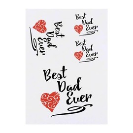 Azeeda 4 x 'Bester Papa aller Zeiten mit rotem Herz' Temporäre Tattoos - Wasserfest, Hautfreundlich & Ungiftig · Transfers in Verschiedenen Größen (TO00074014)