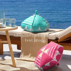 Phantoscope Outdoor Umbrella Shaped Throw Pillow, Decorative Waterproof Pillows for Outdoor Patio Furniture, Beach Cushion Pillows, Green 18x18x12 Inches