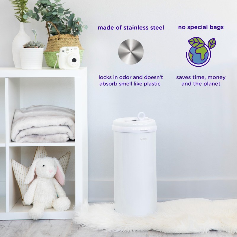 Ubbi Steel Diaper Pail, Odor Locking, No Special Bag Required,