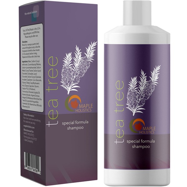 Tea Tree Shampoo for Oily Hair - Itchy Scalp Shampoo and Hair Treatment for Dry Damaged Hair with Pure Tea Tree Oil Lavender Essential Oil and Keratin Complex for Dandruff Treatment and Hair Regrowth