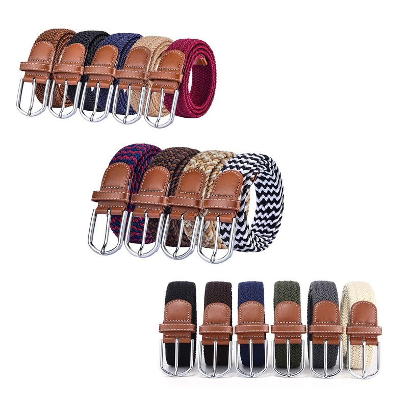 BOZEVON Elastic Woven Belt - Multi-colours Elasticated Braided Stretch Fabric