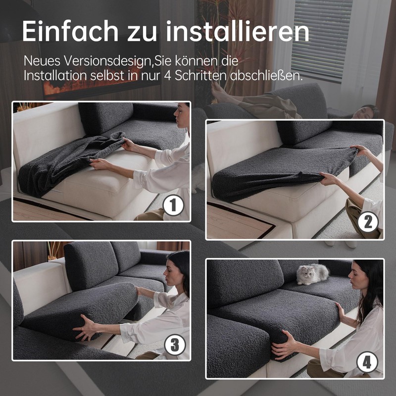 OHSIO Sofa Cover - Highly Elastic, Non-Slip Seat Cushion Cover
