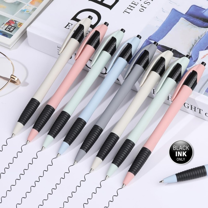 Sikao Pens Bulk, 60Pack Morandi Gripped Slimster Bulk Ballpoint Smooth