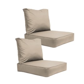 Covers & All Outdoor Seat Cushion Set (Seat + Back) for Patio Furniture, Pack of 2, Water Repellant Replacement Chair Cushions (Beige, 19"x19"x5" Seat & 16"x19" Back)