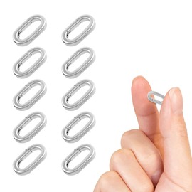Sekonow 10Pcs Platinum Plated Carabiner Necklace Clasps and Closures, Oval Spring Ring Clasp Pearl Necklace Connector Extender Clip,Silver, Small(0.55x0.31x0.09in)