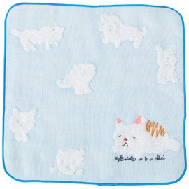 Seikan Great World OBSS-070 BL Pile Gauze Towel Handkerchief, 9.8 x 9.8 inches (25 x 25 cm), Blue