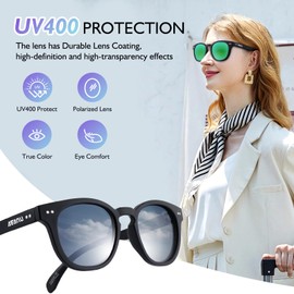 AEANU 2-Pack Polarized Sunglasses Teens Young Women – UV400 Color Mirror Lens,Matte Round Frame for Small Faces,Driving,Beach (GREEN/PURPLE)