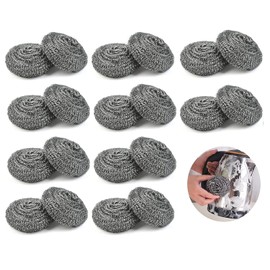 20 Pack Steel Wool, Dish Scrubber, Steel Wool Scrubber, Stainless Steel Scouring Pad Sponge, Kitchen Cleaning Ball, Easy to Scoure Tough Kitchen Greasy Dirt for Cleaning Dishes, Pots, Pans and Ovens