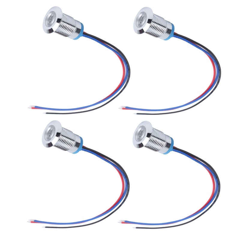 4 Sets PreWired Round LEDs Waterproof 2Color Indicator Lights Common
