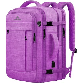 55L Carry On Backpack, Extra Large Laptop Backpack, Big Capacity Travel Backpack for Women, Expandable Water Resistant Bag Anti-Theft Business Daypack Fit 18 Inch Laptop with USB Port,Purple