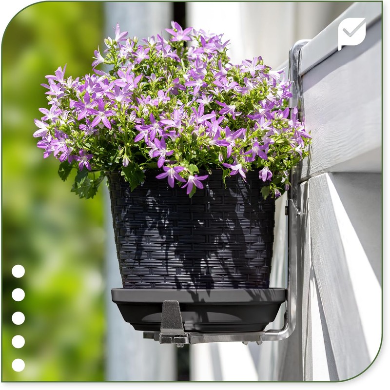 protanic Universal Stainless Steel Flower Pot Holder Balcony Box Holder
