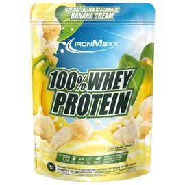 IronMaxx 100% Whey Protein Pulver - Banana Cream 500g Beutel | zuckerreduziertes, wasserlösliches Eiweißpulver aus Molkenprotein | viele verschiedene Geschmacksrichtungen