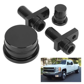 Acouto PCV Reroute Fitting Kit with Port Plug Resonator Plug, Fit for GM Duramax 6.6L 2004.5-2010 (Black)