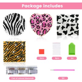 FILASLFT Diamond Painting Compact Mirror Crystal Makeup Mirror DIY Diamond Art Mirror Pocket Mirror Portable Foldable Mirror 4 Pcs Christmas Birthday Gifts for Women Girls(Animal)