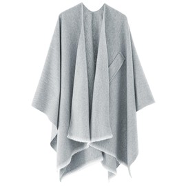 Danfiki Women's Poncho Warm Knitted Cape Fashion Reversible Scarf Cape Elegant Cardigan Creative Coat Autumn Festive Gifts for Girls, lightgrey