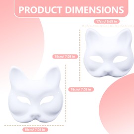 YongSral Pack of 10 Therian Mask, Fox Mask, Cat Masks for Painting, Cat Mask, Paintable Paper Masks, Cat Mask Masks for Painting, Children, Cat Masks for Carnival, Cosplay, Masquerade Ball (B)