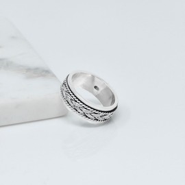 Treasure Bay Braided Womens Silver Ring, Mens Silver Ring Made from 925 Sterling Silver (W)