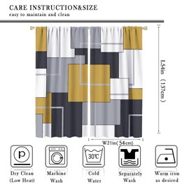 ZhiRain - Cortinas modernas de color gris dorado, diseño geométrico, abstracto, con bolsillo para barra, para recámara, sala de estar, decoración del hogar, cortinas para ventanas, juego de 2 paneles