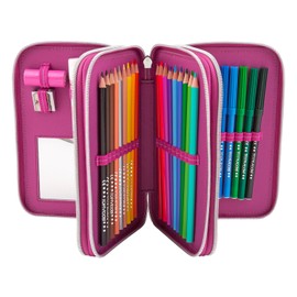 Depesche Top Model Friends 8722 Pencil Case with 3 Compartments Filled Assorted Colours