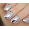 Silver Mirror Metallic Chrome Square Press-On Nails - 24 Pieces