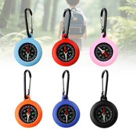 HAPPOW 6 Stück Kompass Kinder, Mini Kompass, Kompass Schlüsselanhänger, Hochpräzise Taschenkompass, Verschleißfest und sturzsicher, für Camping, Wandern, Angeln, Fahrradausrüstung(6 Farben)
