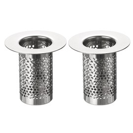 uxcell 2Pcs Bathroom Sink Strainer, Fit for Diameter 0.98"-1.8" Drain Hole, 50mm/1.97" Deep Stainless Steel Sink Strainer for Shower Drain and Floor Drain