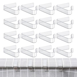 QGH Plastic Table Cloth Clips for Outdoor: 16 Pcs Clear Tablecloth Clamps - Fit for Outside Tables, Picnic, Wedding Setups - Camping Dining Events Christmas Party Indoor