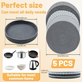 Heat-Resistant Woven Trivets for Hot Dishes - 5 Pack British Style Worktop Protectors with Non-Slip Base | Thermal Table Mats & Decorative Coasters Set for Kitchen