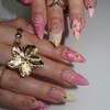 SINHOT Almond Press on Nails Medium - 3D Flower Fake